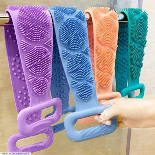 Title:
Silicone Bath Body Scrubber Belt with Double-Sided Exfoliating Brush & Handles